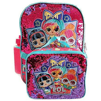 Magic Sequins LOL 16" Backpack With Detachable Matching Lunch Bag