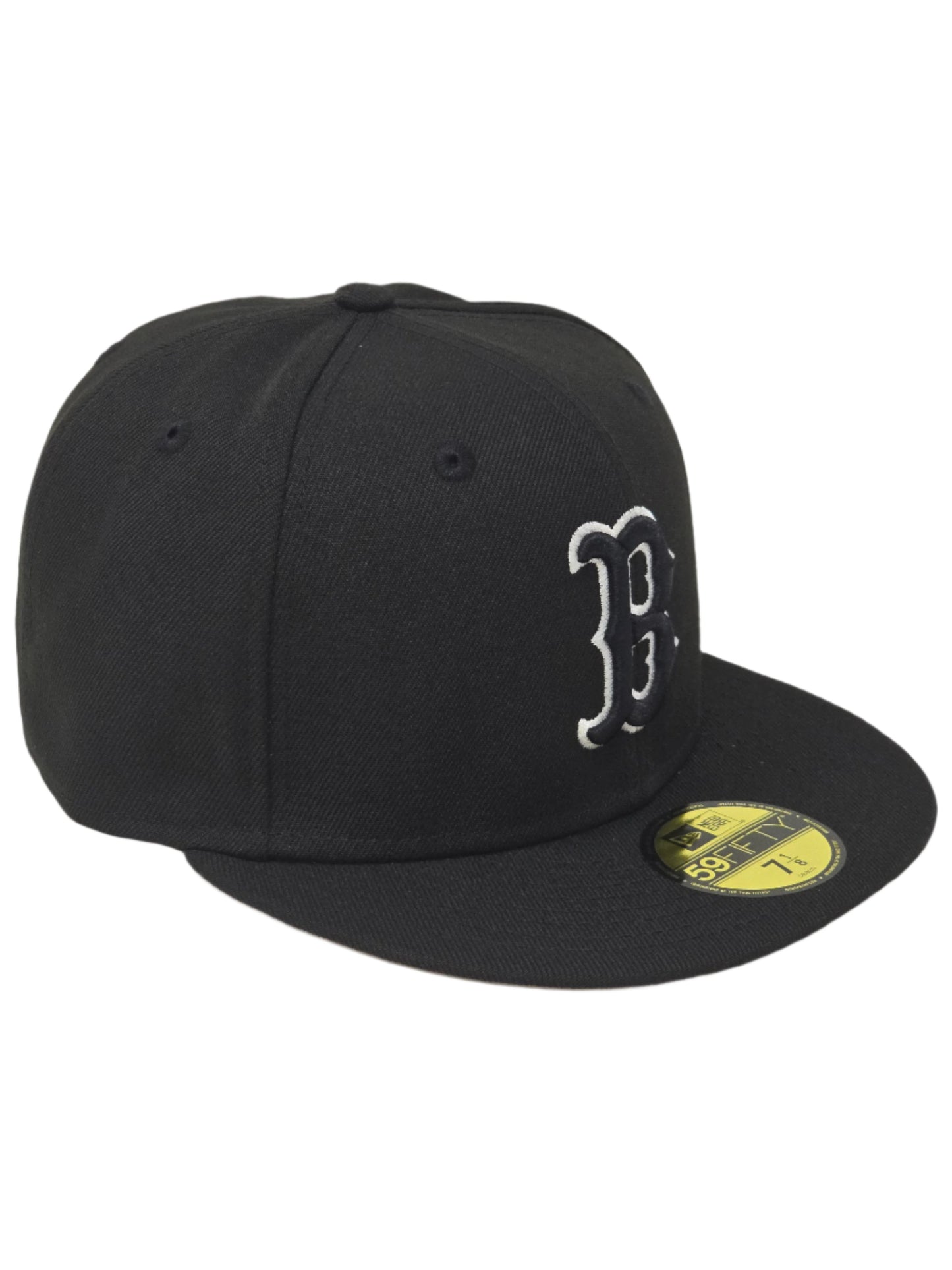 Boston Red Sox New Era 59FIFTY Black logo with White Border Fitted Hat Authentic Collection