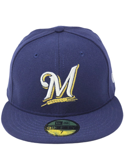 Milwaukee Brewers New Era 59FIFTY Navy "M" Fitted Hat Authentic Collection