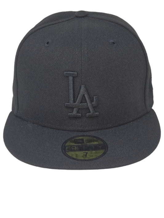 Los Angeles Dodgers New Era 59FIFTY Blackout Fitted Hat Authentic Collection