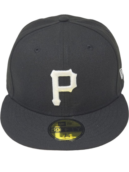 Pittsburgh Pirates New Era 59FIFTY Black and White Fitted Hat Authentic Collection