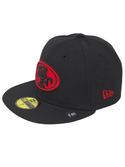 San Francisco 49ers Black and Red Logo New Era Fitted Black Baseball Cap 59FIFTY