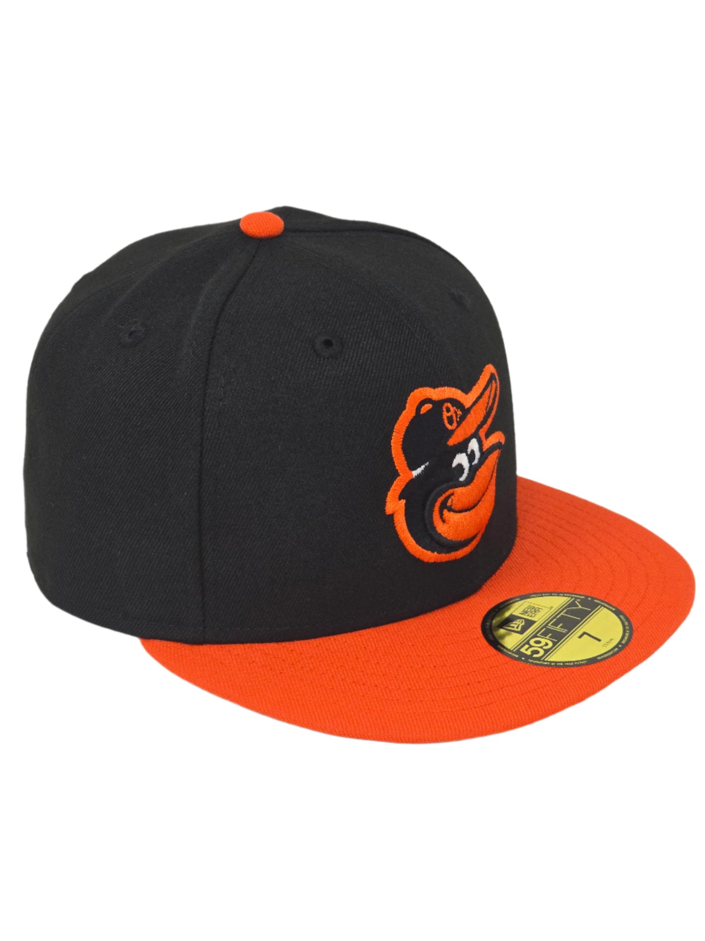 Baltimore Orioles Mascot Logo New Era Fitted Black and Orange Baseball Cap 59FIFTY