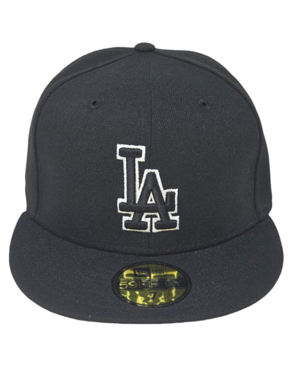 Los Angeles Dodgers Black and White Logo New Era Fitted Black Baseball Cap 59FIFTY