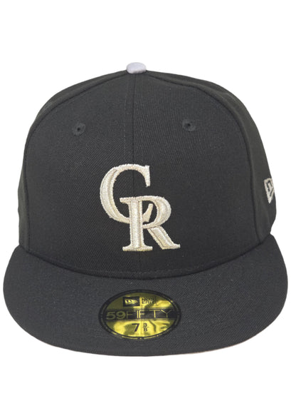 Colorado Rockies New Era Fitted 59FIFTY Black with Silver Logo Baseball Cap