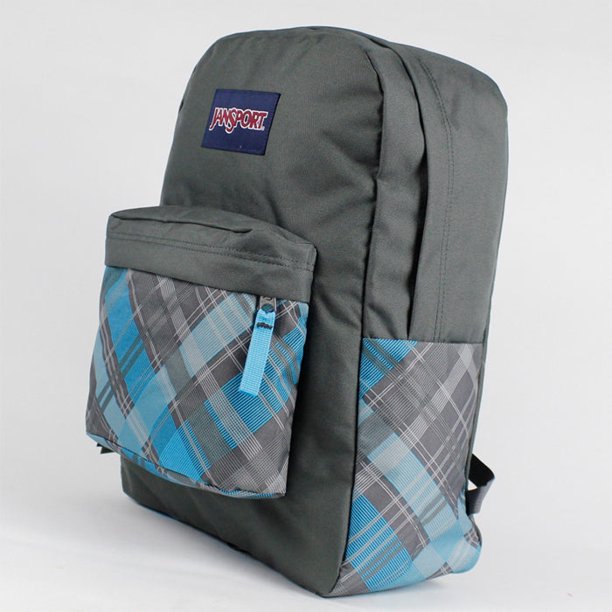 Jansport Superbreak Backpack Mammoth Blue Sideways Plaid