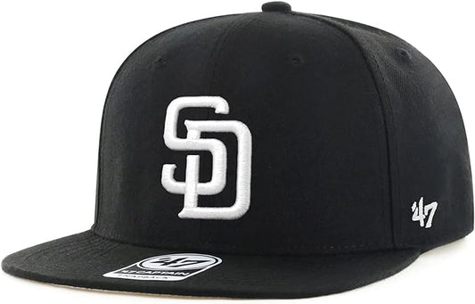 47 San Diego Padres Unisex No Shot Captain Adjustable Snapback Black White Logo Hat