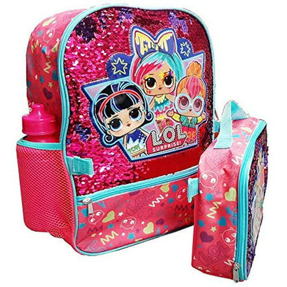 Magic Sequins LOL 16" Backpack With Detachable Matching Lunch Bag