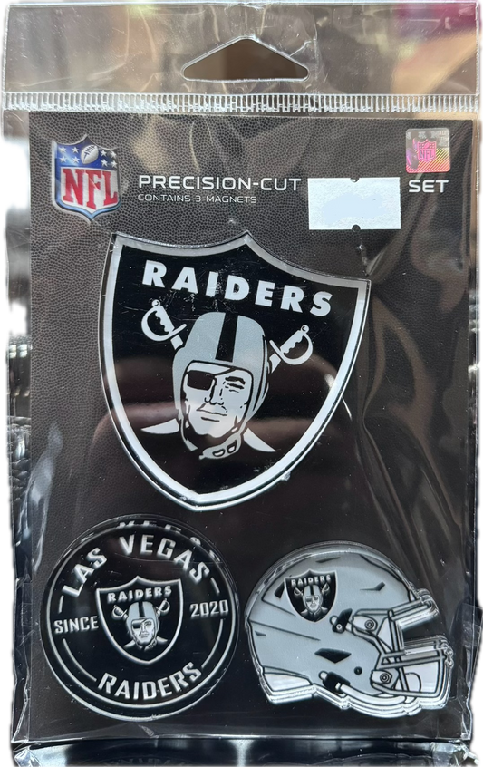 Las Vegas Raiders precision-cut magnet set contain 3 magnet