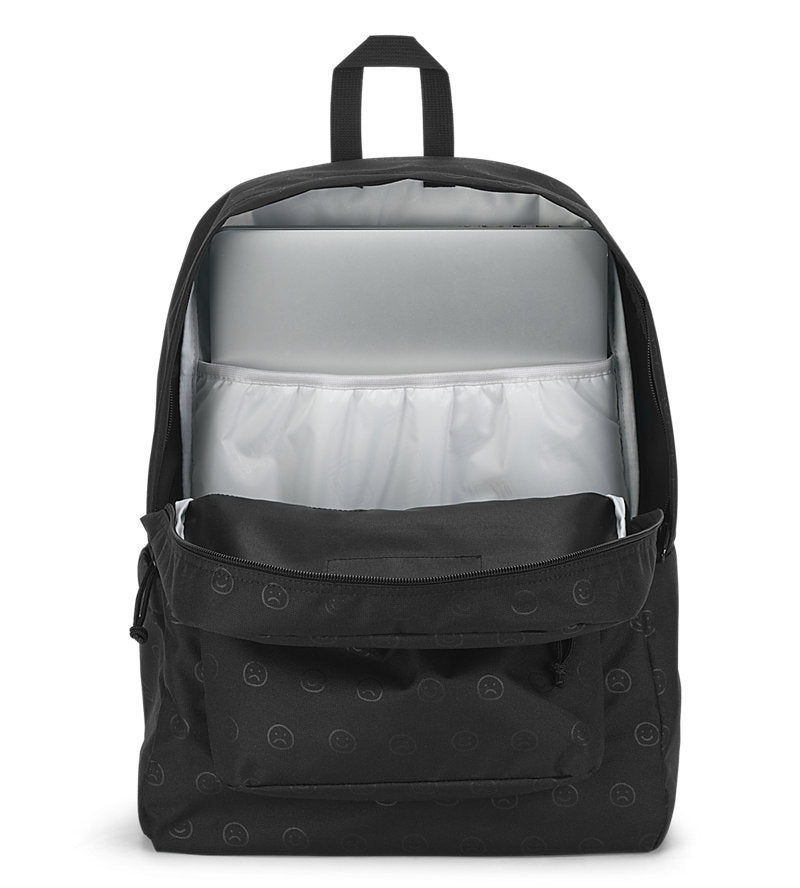 Jansport Backpack Superbreak Plus Happy And Sad Black