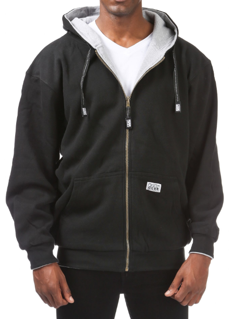 Pro Club Men's Full Zip Reversible Fleece and Thermal Hoodie