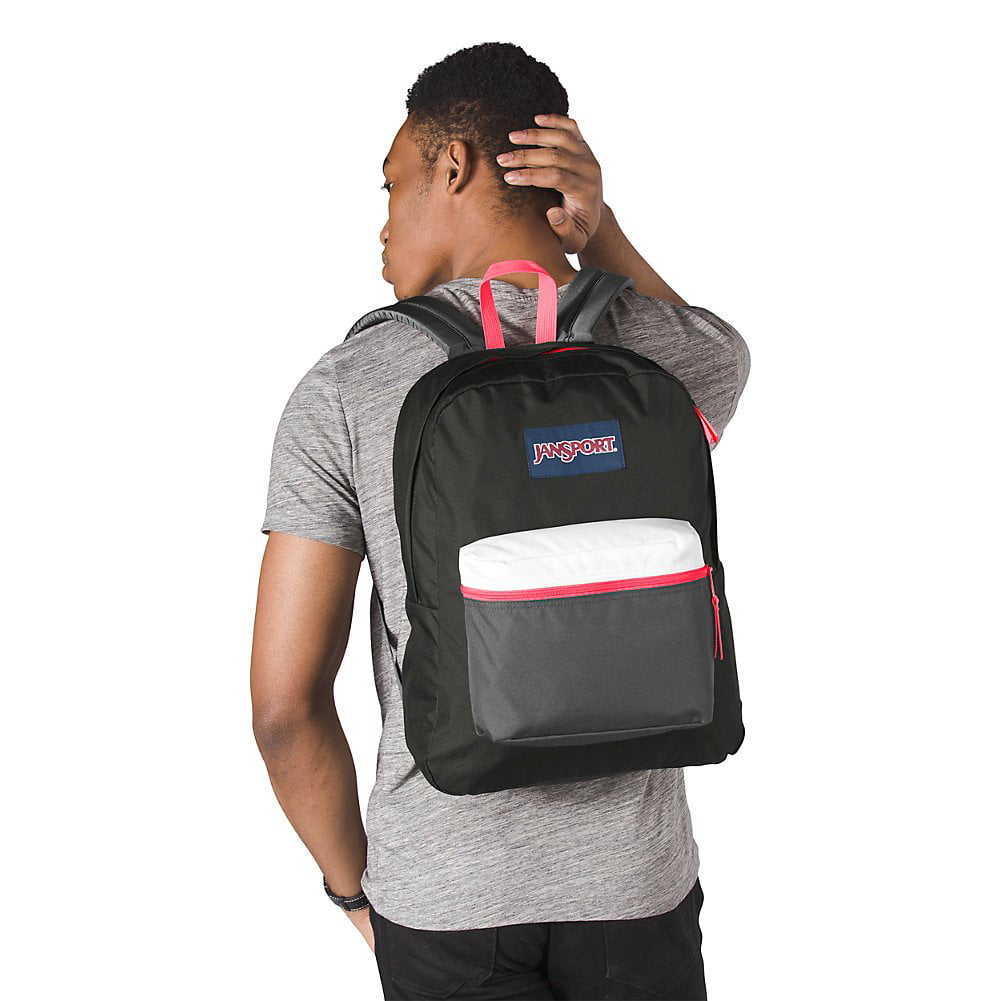 JanSport Backpack Superbreak Black/Fluorescent Red