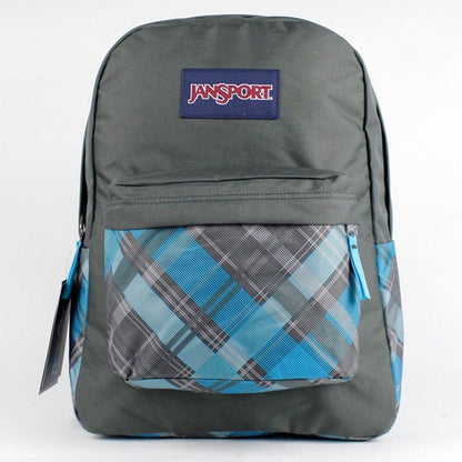 Jansport Superbreak Backpack Mammoth Blue Sideways Plaid