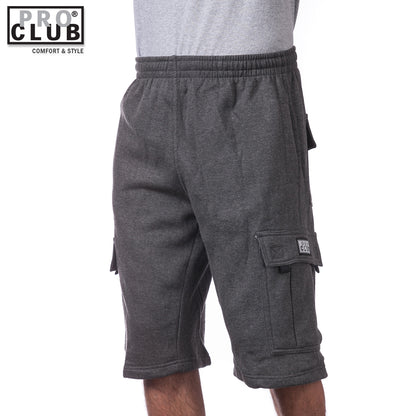 Pro Club Men's Fleece Cargo Shorts Pants Charcoal(Dark Gray)