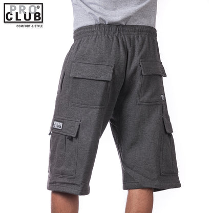 Pro Club Men's Fleece Cargo Shorts Pants Charcoal(Dark Gray)