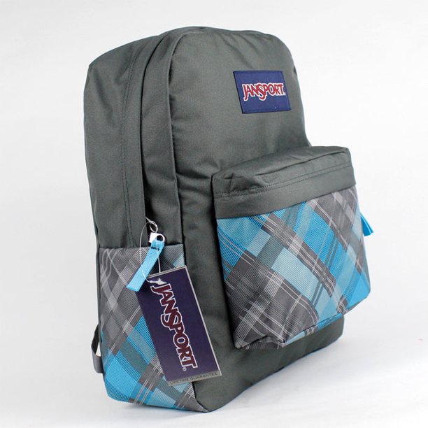 Jansport Superbreak Backpack Mammoth Blue Sideways Plaid