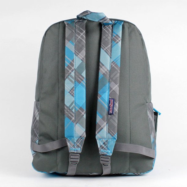 Jansport Superbreak Backpack Mammoth Blue Sideways Plaid