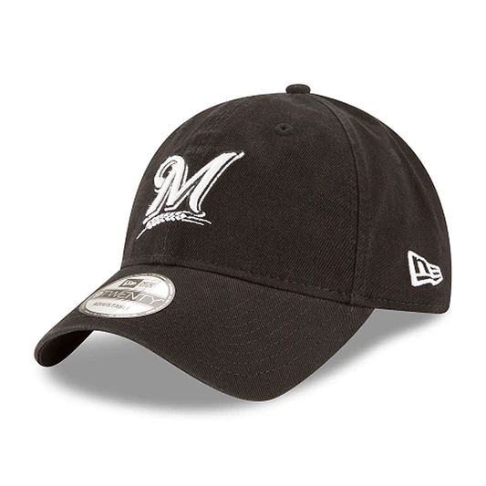 New Era MLB Milwaukee Brewers Black Core Classic Twill 9Twenty Adjustable Hat