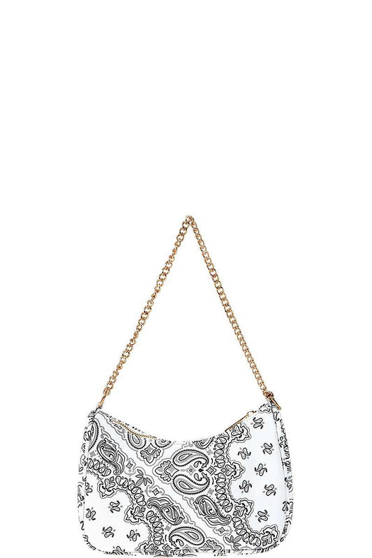 Paisley Bandana U Shape 2way Mini Shoulder Bag WHITE
