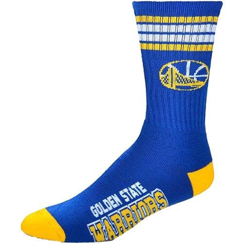 FBF 4 Stripe Deuce Crew Socks Golden State Warriors Large(10-13)