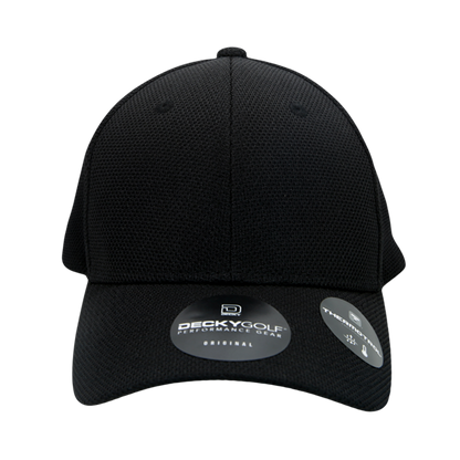 Golf Pique Pattern Adjustable Low Crown Structured Caps Black