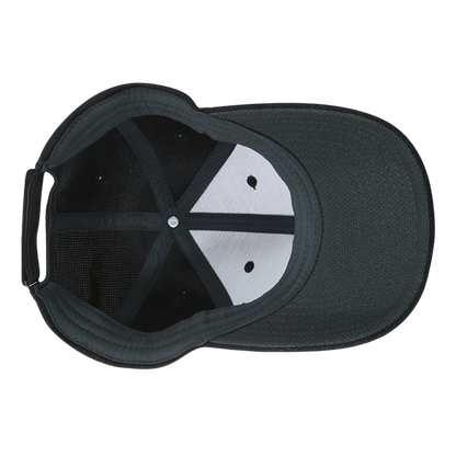 Golf Pique Pattern Adjustable Low Crown Structured Caps Black
