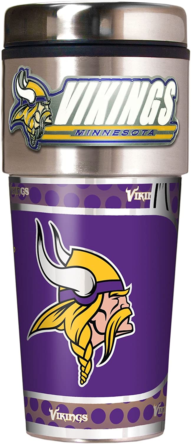 Minnesota Vikings Metallic Travel Tumbler Stainless Steel 16oz