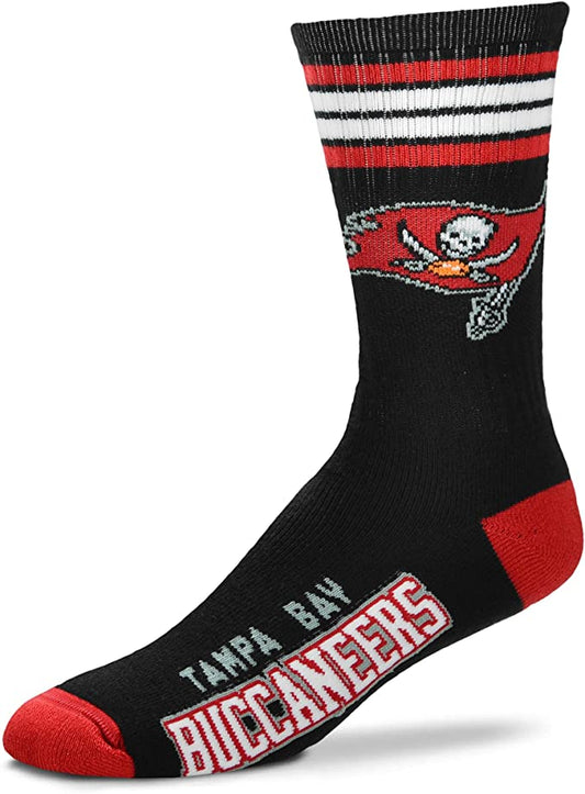 FBF 4 Stripe Deuce Crew Socks Tampa Bay Buccaneers Large(10-13)