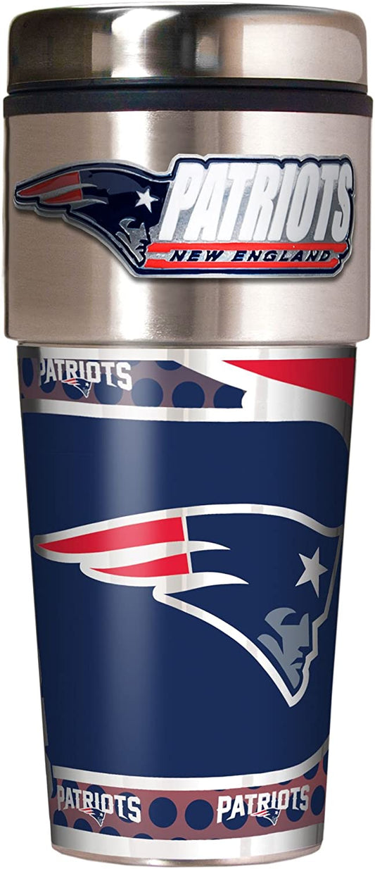 New England Patriots Metallic Travel Tumbler Stainless Steel 16oz