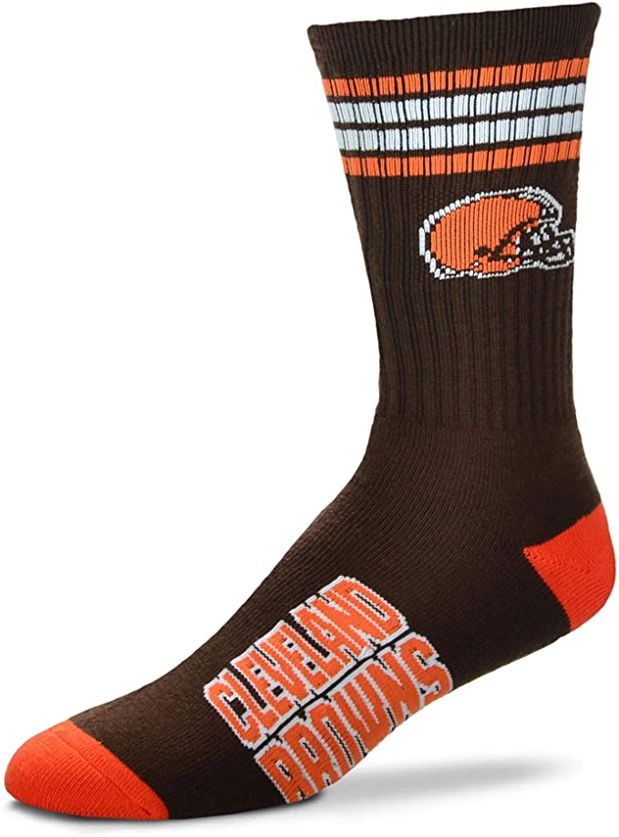 FBF 4 Stripe Deuce Crew Socks Cleveland Browns Large(10-13)