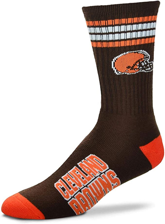 FBF 4 Stripe Deuce Crew Socks Cleveland Browns Large(10-13)