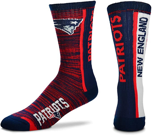 FBF Bar Stripe Vert Crew Socks New England Patriots Large(10-13)