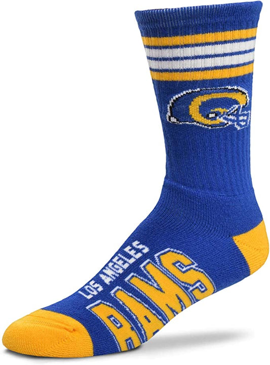 FBF 4 Stripe Deuce Crew Socks Los Angeles Rams Large(10-13)