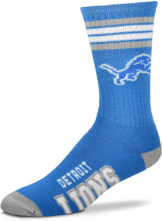 FBF 4 Stripe Deuce Crew Socks Detroit Lions Large(10-13)