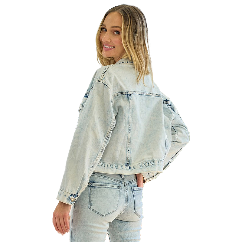 Women's Acid Washed Vintage Short Denim Jacket