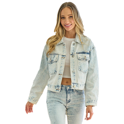 Women's Acid Washed Vintage Short Denim Jacket